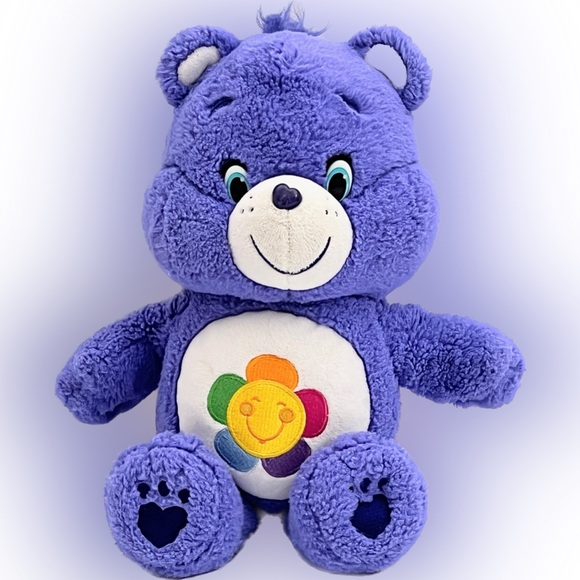 Care Bears Harmony Bear Plush Purple Flower Characters Cleveland Smile Stuffed - Picture 1 of 5